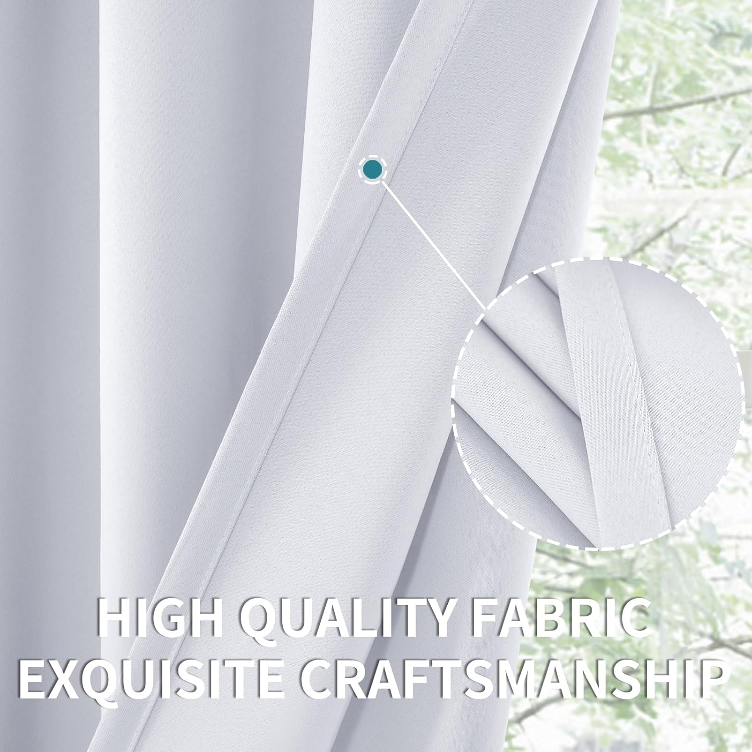 BGment Room Darkening Curtains 45 Inch Length - Rod Pocket Short Window Drapes for Bedroom Living Room Window, Greyish White, 42 x 45 Inch, 2 Panels Set